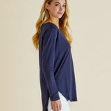 Megan Long Sleeve Top - Navy